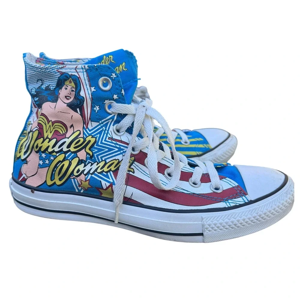 Wonder Woman‎ Converse All Star High Top Sneakers Womens Size 7 Comic Book